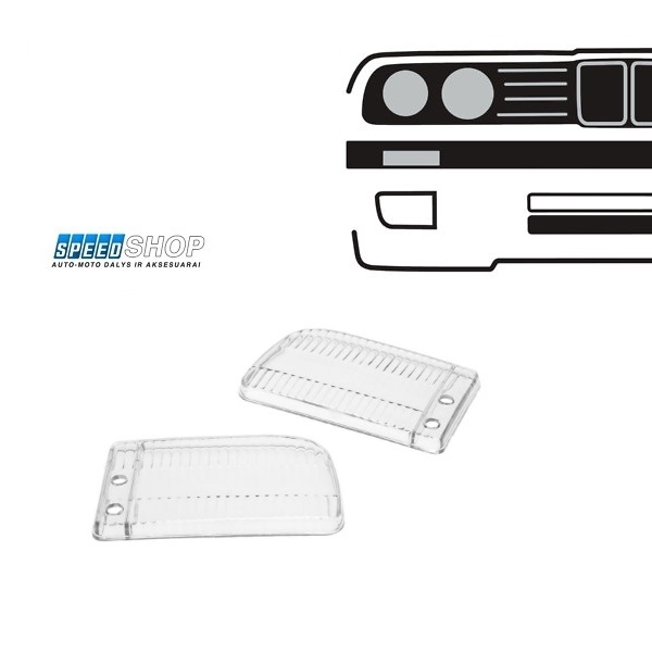 BMW 3 E30 priešrūkinių žibintų stikliukai